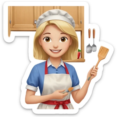 Young Women painting smilling tablier sticker