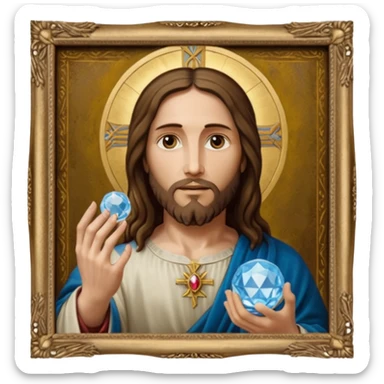 Salvator Mundi painting in a frame sticker