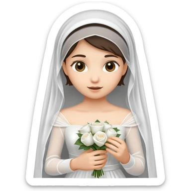 Veiled girl holding a wedding dress in her hand sticker