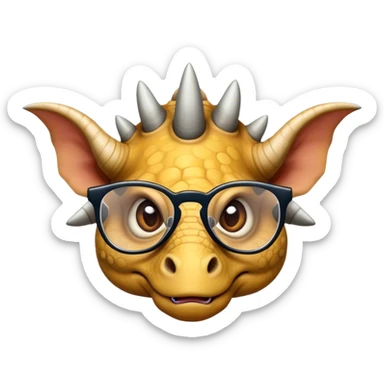 triceratops face with glasses sticker