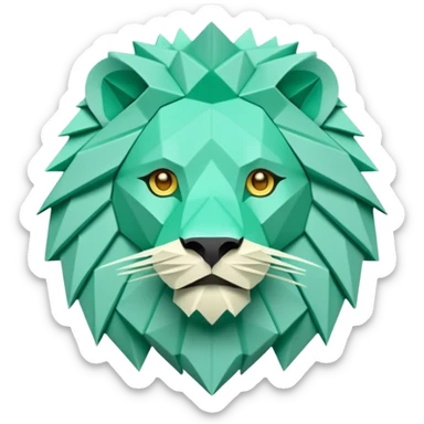 origami lion in color green mint rgb(168, 251, 211) sticker