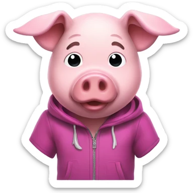 A pig wearing a squid games clothes sticker