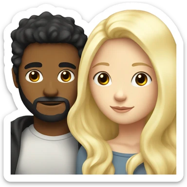 A white guy with a beard and black hair cuddles a white blond girl sticker