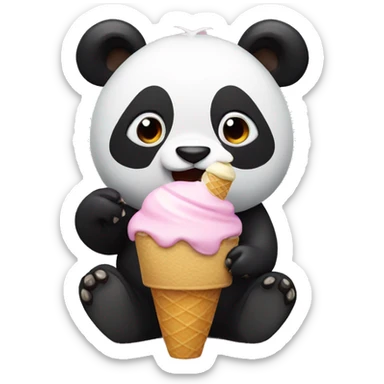 Panda eating ice cream sticker