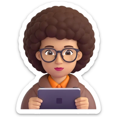light skin nerd with afro sticker