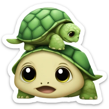 emoji turtle with oversized baby head sticker