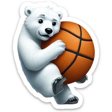 Polar bear with basketball wearing Fairmont #32 jersey sticker
