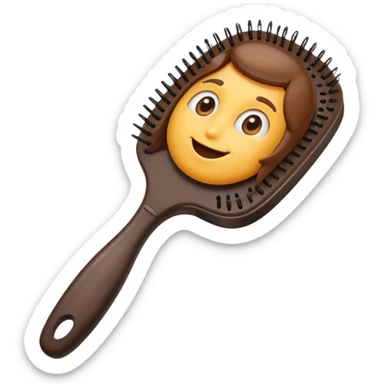 brown hairbrush, Samsung emoji style, cartoonish and friendly sticker