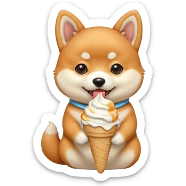 The baby shiba dog with icecream sticker