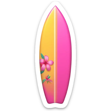 Pink surf board with a beach flower on it  sticker