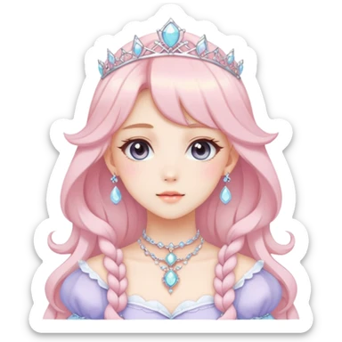 Gorgeous beautiful pretty anime princess lady, accessories, jewelries, pastelcore, cottagecore, fairycore, elegant sticker