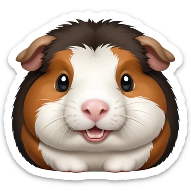 Huge fat round Black brown and white guinea pig with buck teeth  sticker
