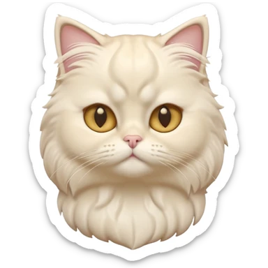 A 3D cartoon Persian cat with soft cream-white long fur, round face, golden eyes, gentle expression, cinematic Memoji-style lighting. sticker