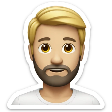memoji white guy with black french crop and little beard sticker