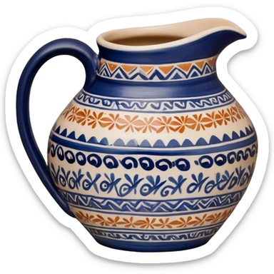 Cinematic Realistic image of a piece of Bolesławiec pottery, rendered with intricate, hand-painted designs and detailed textures, set against a softly illuminated backdrop that highlights its artisanal beauty sticker