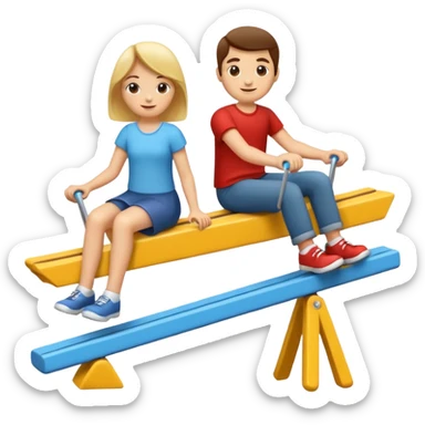 2 people on a seesaw sticker