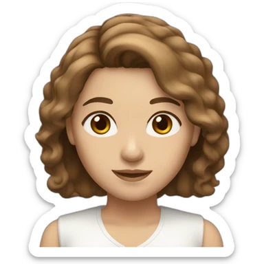 women with middle long brown hair and white brownish skin, brown eyes sticker