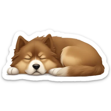 Finnish Lapphund Brown and light brown sleeping  sticker