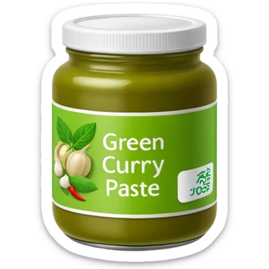 A jar of green curry paste with label sticker
