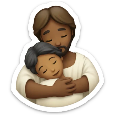 Child hugging Jesus sticker