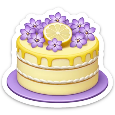 Lemon cake with lilac flowers sticker
