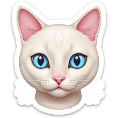 White female cat with siamese features, pink nose and blue eyes sticker