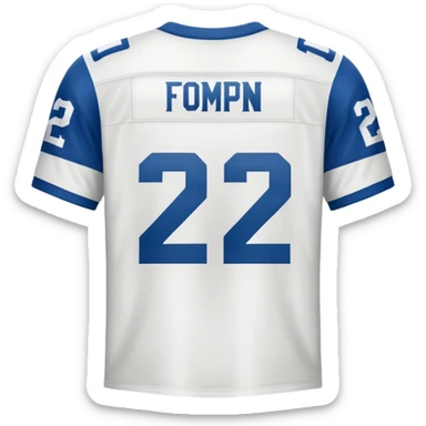White football jersey at the back with number 22 sticker