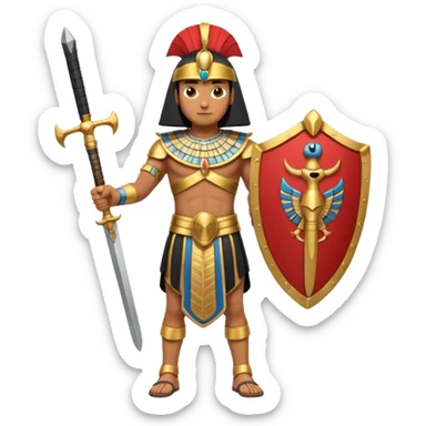 fullbody ancient Egyptian soldier with sword and shield sticker
