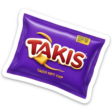 A purple chip bag that says takis sticker