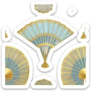 Hand fan light Blue and gold  sticker