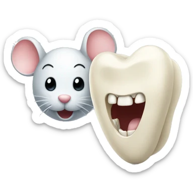 a mouse next to a tooth sticker