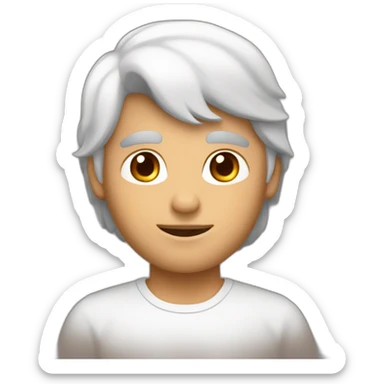 un chico de piel blanca , pelo marron, ojos marrones, tupé bajo sticker