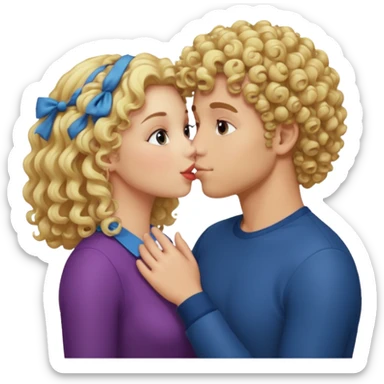 Blonde curly guy kissing on girl butt sticker