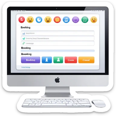 online booking system interface on iMac screen sticker