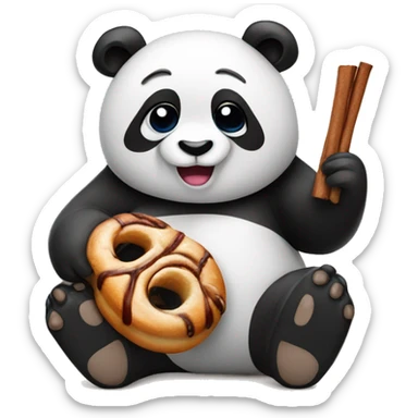 Panda with cinnamon roll sticker