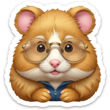 CUTE GOLDEN HAMSTER WITH GLASSES EDIT THE VIDEO sticker