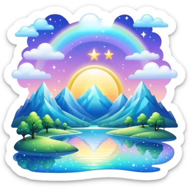Iridescent divine celestial glistening glossy sparkly shiny glittery scenery  sticker