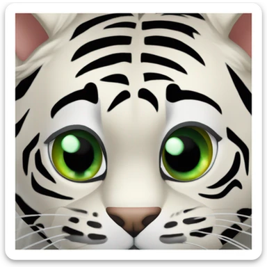 Chat tigré blanc noir brun yeux vert  sticker