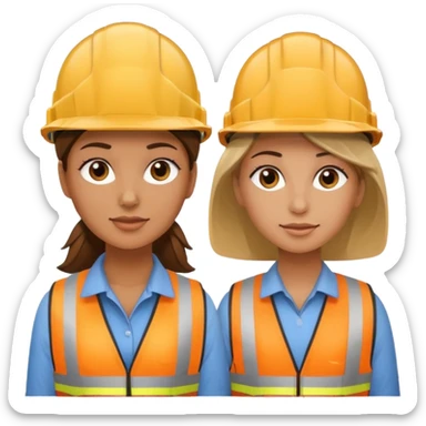 me haces una mujer y un hombre vestidos como constructores de obra sticker