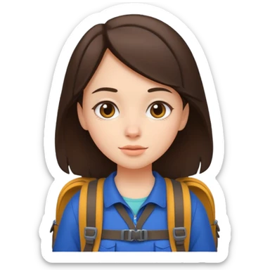 Brunette girl exploring sticker