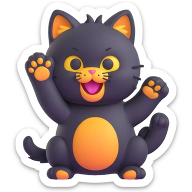 fluffy 3D emoji-style cat swiping its paw, cute and expressive sticker