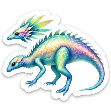 a translucent iridescent ethereal tropical edgy vernid-fionbri-creature with splash patterns full body sticker