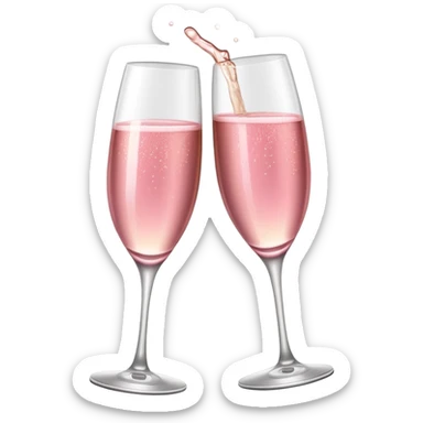 champagne glasses with pink champagne giving cheers sticker