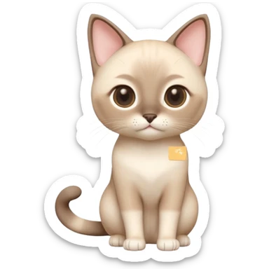 A 3D cartoon Siamese cat in creamy white with faint beige points, smooth short fur, bright eyes, calm lighting, Memoji-style rendering. full body or half body. sticker