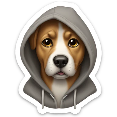 Dog wearing a hoodie sticker