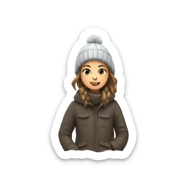 Girl on top of a car on a bridge in the snow sticker