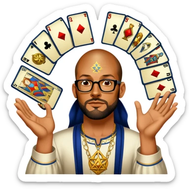 Man With floating tarot cards sticker