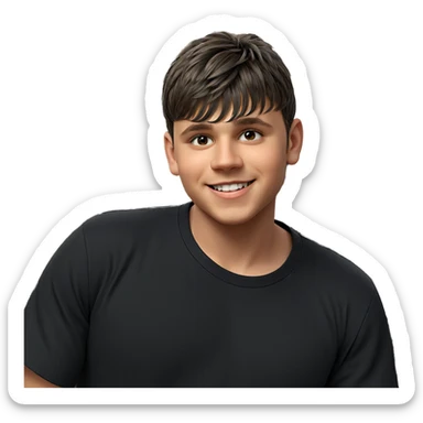 smiling boy in black shirt sticker