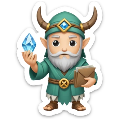 crystal druid character holding rune envelope sticker
