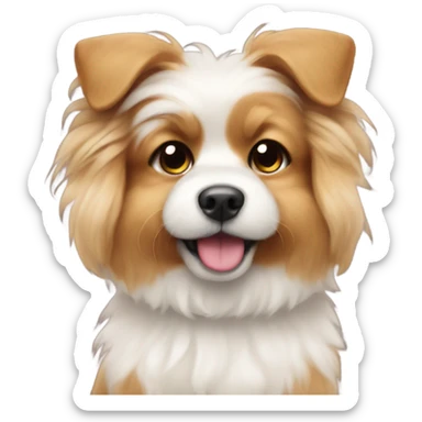 Cute fluffy dog with a bow in his ear sticker